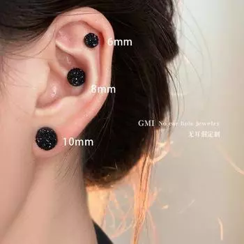 Magnetic Ear Bone Stud Accessible Luxury Fancy New Arrival Zircon 10mm black zircon magnetic ear clip (a pair)