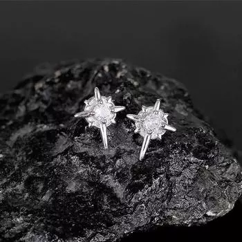 Magnetic Ear Studs Men s Non-Pierced North Star Ear Clip Personality Trendy Zircon Ear Studs Earrings Single Internet Celebrity Fake Ear Studs Magnetic attraction-white [pair] [no ear hole] C40