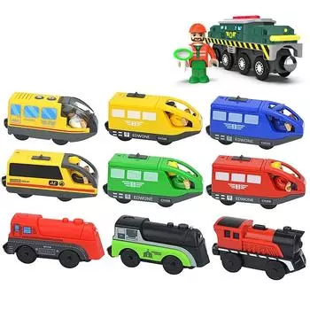 Магнитный электропоезд литой слот с кукольной игрушкой локомотив электромобиль деревянный рельс железная дорога совместимый рельсовый поезд для ребенка