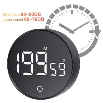 Magnetic Electronic Digital Timer Large LED Display Mechanical Remind Alarm Countdown Countup Timer for Cooking Shower Study чёрный