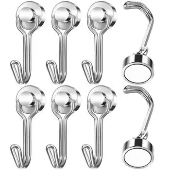 Магнитные крючки, сверхпрочные магниты, крючок 30 фунтов, сильный неодимовый магнит с поворотными крючками для домашней кухни, холодильника, ключей в виде венка as show