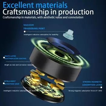 Magnetic Intelligent Car Mount Mobile Phone Holder Vacuum Adsorption Car Universal Ultra-stable Bracket D9r5 чёрный