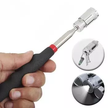 Magnetic Iron Suction Rod Retractable Long Pole Metal Picker with LED Light Strong Magnetic Metal Suction Pole Auto Repair Tool