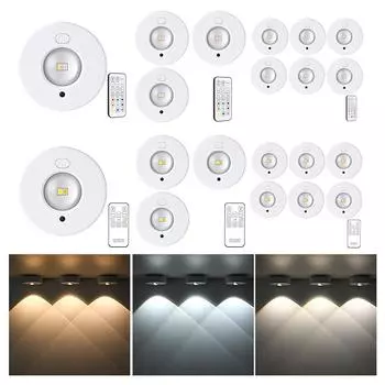 Magnetic LED Cabinet Light with Remote Control Wireless Puck Light USB Charging RGB Night Light for Cabinet Hallway Closet