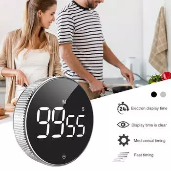 Magnetic LED Digital Timer Rotary Countdown Alarm Clock With 3 Volume Levels Kitchen Timer For Cooking Shower Training Study чёрный