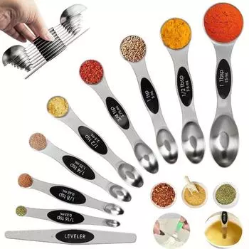 Magnetic Measuring Spoons Set of 9 Dual Sided Stainless Steel Measuring Spoons Set for Gift Measuring Dry and Liquid Ingredients 8pcs разноцветный