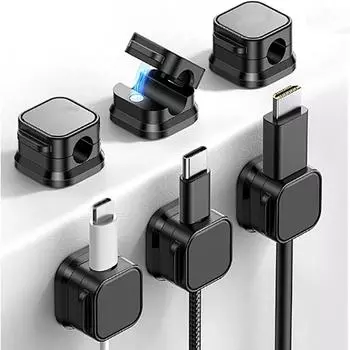 Magnetic Phone Cable Clips Adhesive Cable Organizer USB Wire Organizer ABS Desktop Cable Management белый