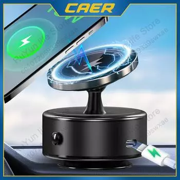 Magnetic Stand Car Wireless Charger Electric Vacuum Suction Up Bracket Dashboard Mount Phone Holder Station for iPhone 15 14 13