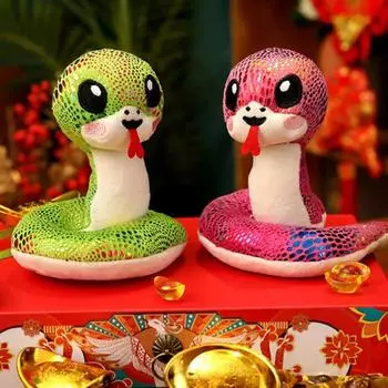 Magnetic Suction Snake Year Plush Toy Standing Shoulder Lucky Snake Doll Plushies Home Decor красный