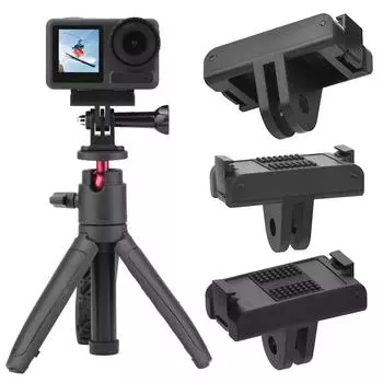 Magnetic Two Claw Adapter Anti-Slip Sports Camera Quick Release Mount Lightweight Base for DJI Action 3/4 Camera Accessories чёрный