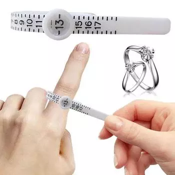 Magnifier Ring Sizing Tool UK/US/EU Size Measurement Belt Finger Size Coil Ring Sizer Finger Gauge black-With Magnifier