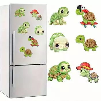 Магнит-черепаха из 6 частей - набор магнитов-рисунков в виде алмазов своими руками для холодильников, почтовых ящиков и домашнего декора 6ocs