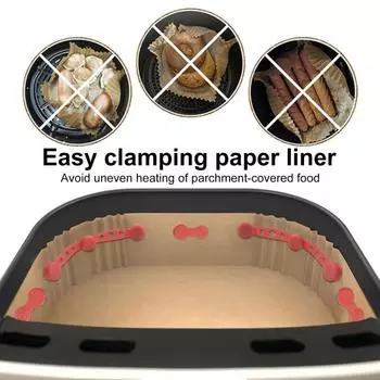 Магнит для фритюрницы из силикона, термостойкий силиконовый зажим для подкладок фритюрницы, легкосъемный держатель для пергаментной бумаги, безопасный для пищевых продуктов аксессуар для фритюрницы 2pcs красный