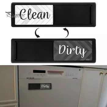 Магнит для посудомоечной машины в деревенском стиле, знак «Чистая грязь», двусторонний магнитный универсальный магнит для посудомоечной машины «Грязная чистота», индикатор, кухонная организация чёрный