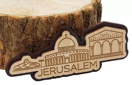 Магнит на холодильник из дерева с гравировкой в виде израильского памятника Printtoo 1.5 x 4 Inches коричневый