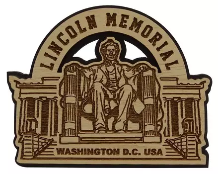 Магнит на холодильник с гравировкой на дереве «Мемориал Линкольна» 4 x 3 коричневый