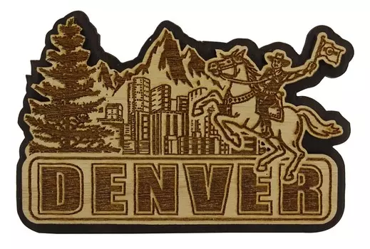 Магнит на холодильник с гравировкой на дереве «Нью-Йорк» 4 x 3.5 коричневый