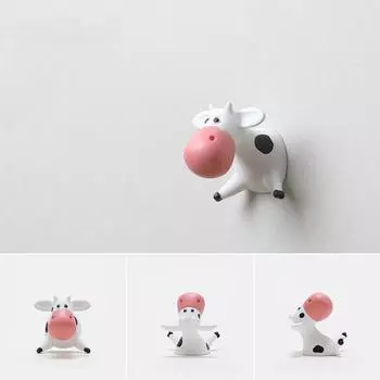 Магнит на холодильник с изображением молочной коровы, смола 3D, крупный рогатый скот, микроволновая печь, белая доска для заметок, фотомагнит на холодильник, украшение для кухни черный белый