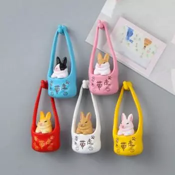 Магнит на холодильник с кроликом, милая красочная магнитная подвесная сумка, орнамент с кроликом, ремесленная модель, фигурка животного из ПВХ, холодильник