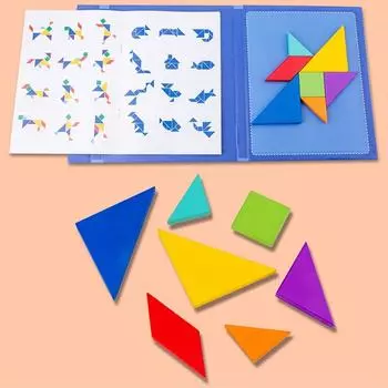 Магнитная 3D-головоломка Jigsaw Tangram Game Монтессори Learning Обучающие настольные игры для рисования Игрушка в подарок для детей Головоломка зелёный
