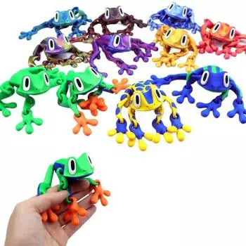 Магнитная 3D-печатная игрушка-лягушка с подвижными суставами Магнит на холодильник в виде лягушки Фигурка животного с шарнирным соединением Украшение для домашнего офиса и монитора компьютера