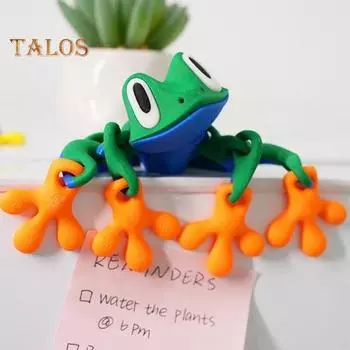 Магнитная 3D-печатная игрушка-лягушка с подвижными суставами Магнит на холодильник в виде лягушки Фигурка животного с шарнирным соединением Украшение для домашнего офиса и монитора компьютера фиолетовый