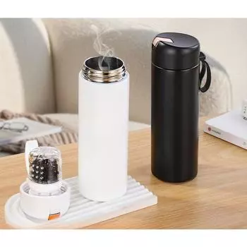 Магнитная эластичная вакуумная чашка Женская магнитная всасывающая чашка для чая Склад для чая Разделение воды Чайная чашка Вакуумная изоляция Портативная чашка для воды в офисе и автомобиле 420ml чёрный