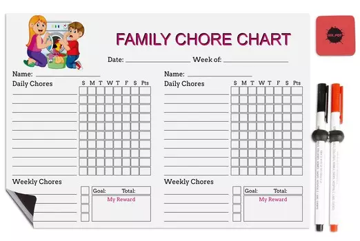 Магнитная белая доска Inkdotpot, семейная рутинная диаграмма, рутинная диаграмма для холодильника, схема поведения для детей 8.5x11 Inches белый