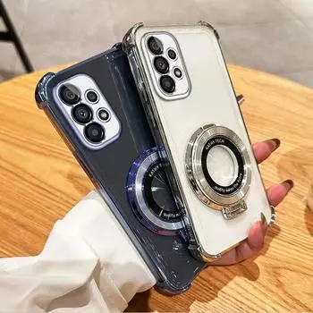 Магнитная беспроводная зарядная подставка с четырьмя углами, противоударное покрытие, чехол для Samsung Galaxy A14 A24 A34 A54 A05 A15 A55 A12 A22 A32 A52 A13 A53 A73 A04