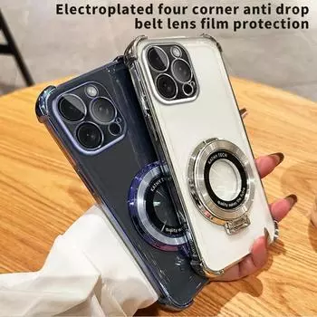 Магнитная беспроводная зарядная подставка с четырьмя углами, противоударный чехол для iPhone 16 Pro 15 Promax 14 Plus 13 12 11 Xs Xr X 8 SE Cover For Iphone 16