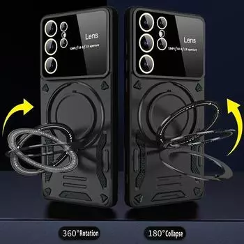 Магнитная броня для беспроводного чехла Magsafe для Samsung Galaxy S23 S24 Ultra Plus A54 A34 A52 A52S A14 A23 A13 A53/iphone 15 pro max с кольцом-подставкой iphone 11 красный