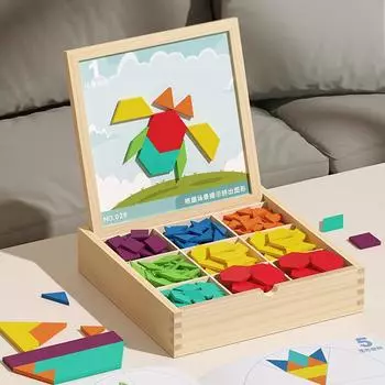 Магнитная деревянная головоломка Танграм для детей - развивающая геометрическая игрушка-конструктор 210-piece magnetic geometric puzzle-xmy