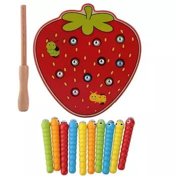 Магнитная деревянная игрушка «Захват червя» для детей, развивающая интеллект, игрушки Клубника