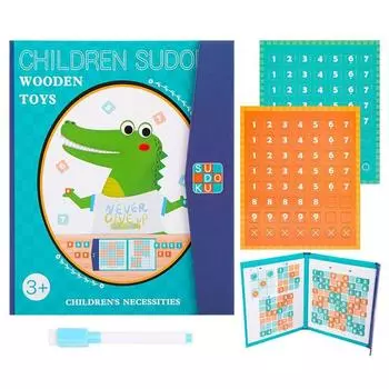 Магнитная деревянная книга-игра судоку для дошкольников, раннего обучения, детская развивающая математическая игрушка-головоломка, подарок судоку зелёный