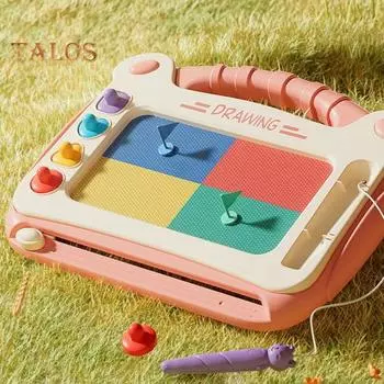 Магнитная доска для граффити с 4 различными штампами для рисования, легко стирает рисунки, ручка не теряется, детская доска для рисования, развивающая игрушка синий