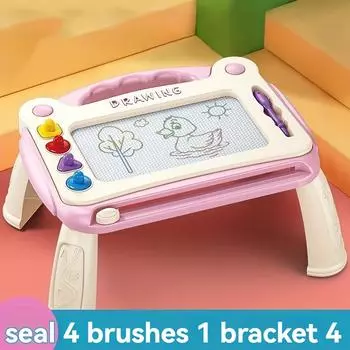 Магнитная доска для рисования для раннего развития детей и обучающие игрушки, идеальный подарок на день рождения для мальчиков и девочек, (4 штампа+1 кисть+4 скобки) розовый