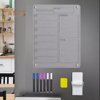 Магнитная доска для заметок Прозрачный планировщик для сухого стирания Прозрачная многоразовая доска для планирования еды с 4 магнитными наклейками Легко очищаемая поверхность из нанопленки Список заметок 30x40cm