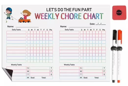Магнитная доска Inkdotpot Let s Do The Fun Part Еженедельная рутинная диаграмма рутинная диаграмма для холодильника - Сухое стирание Диаграмма поведения для детей 8.5x11 Inches белый