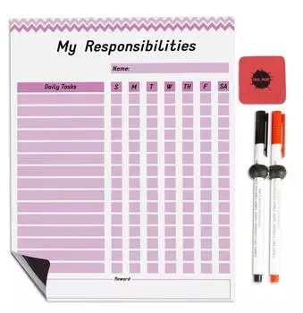 Магнитная доска Inkdotpot, мои обязанности, рутинная таблица для холодильника - схема поведения для детей с сухим стиранием 8.5x11 Inches белый