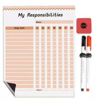 Магнитная доска Inkdotpot, мои обязанности, рутинная таблица для холодильника - схема поведения для детей с сухим стиранием 8.5x11 Inches белый