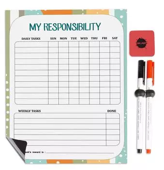 Магнитная доска Inkdotpot, мои обязанности, рутинная таблица для холодильника - схема поведения для детей с сухим стиранием 8.5x11 Inches белый