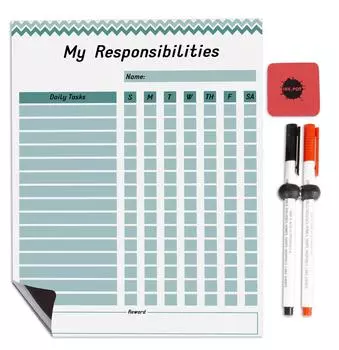 Магнитная доска Inkdotpot, мои обязанности, рутинная таблица для холодильника - схема поведения для детей с сухим стиранием 8.5x11 Inches белый