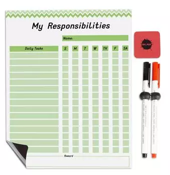 Магнитная доска Inkdotpot, мои обязанности, рутинная таблица для холодильника - схема поведения для детей с сухим стиранием 8.5x11 Inches белый