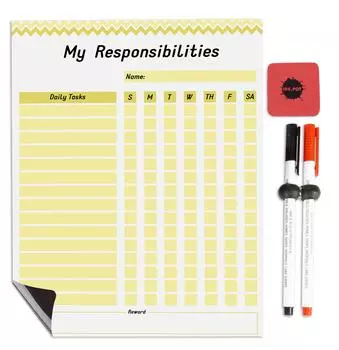 Магнитная доска Inkdotpot, мои обязанности, рутинная таблица для холодильника - схема поведения для детей с сухим стиранием 8.5x11 Inches белый