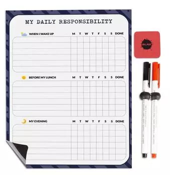 Магнитная доска Inkdotpot, моя ежедневная обязанность, рутинная диаграмма для холодильника - диаграмма поведения для детей 8.5x11 Inches белый