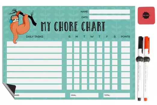 Магнитная доска Inkdotpot My Chore Chart Chore Chart для холодильника-сухое стирание Диаграмма поведения для детей 8.5x11 Inches белый