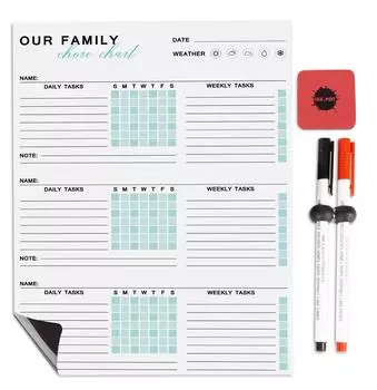 Магнитная доска Inkdotpot, наша семейная рутинная диаграмма, рутинная диаграмма для холодильника-сухое стирание, диаграмма поведения для детей 8.5x11 Inches белый