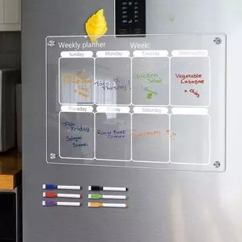 Магнитная доска-планировщик на неделю с 6 цветными маркерами, многоразовый прозрачный акриловый календарь на холодильник, доска для планирования еженедельного расписания с сухим стиранием S