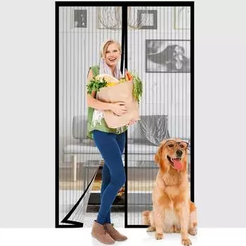 Магнитная дверь-сетка, самоуплотняющаяся, прочная, без помощи рук, сетка-перегородка, не пропускающая насекомых, подходит для детей и домашних животных, в ожидании, держите близко 210cmx100cm 1pc чёрный