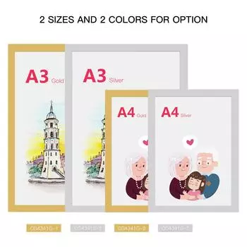 Магнитная фоторамка из ПВХ А4, креативная прозрачная рамка для отображения файлов, держатель для знака для холодильника, доски, шкафа, настенной двери A4 серебряный